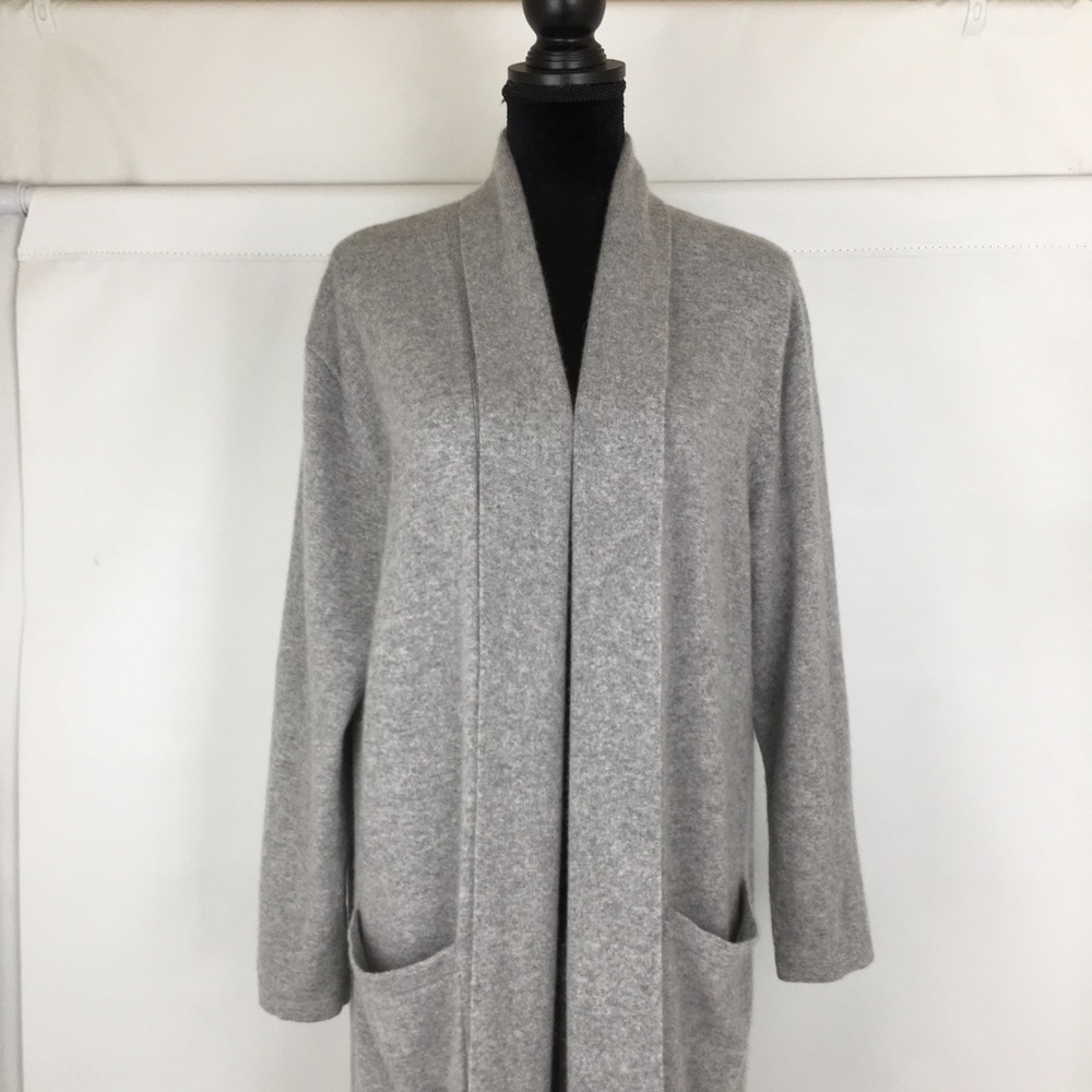 Arlotta 100% Cashmere Long Maxi Duster Robe Grey Women’s Size M/L Soft Luxurious - Picture 15 of 16